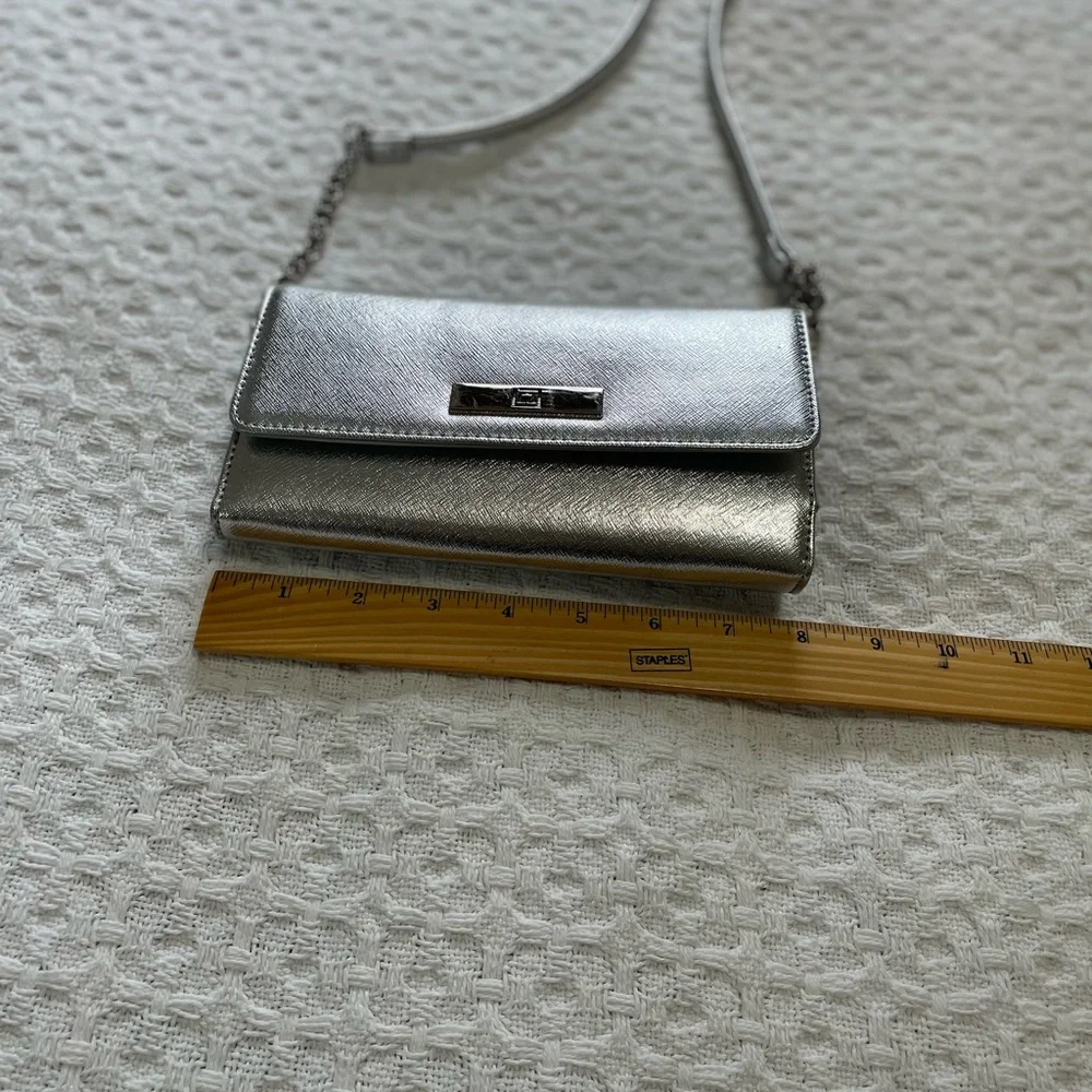 Liz Claiborne Silver Phone Case Wallet with Strap‎